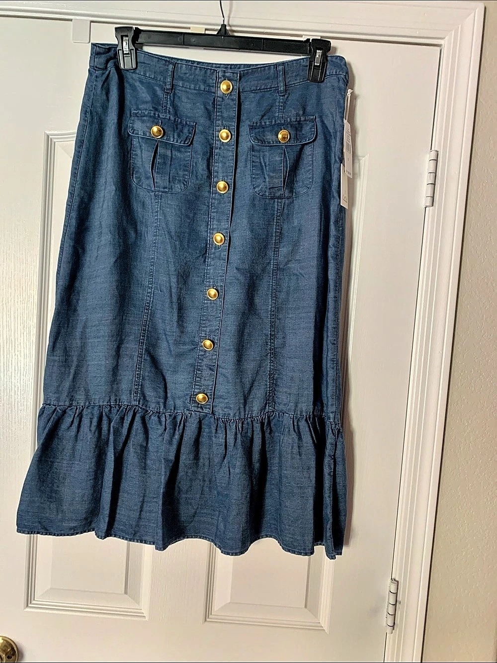 CeCe Denim Midi Skirt Blue